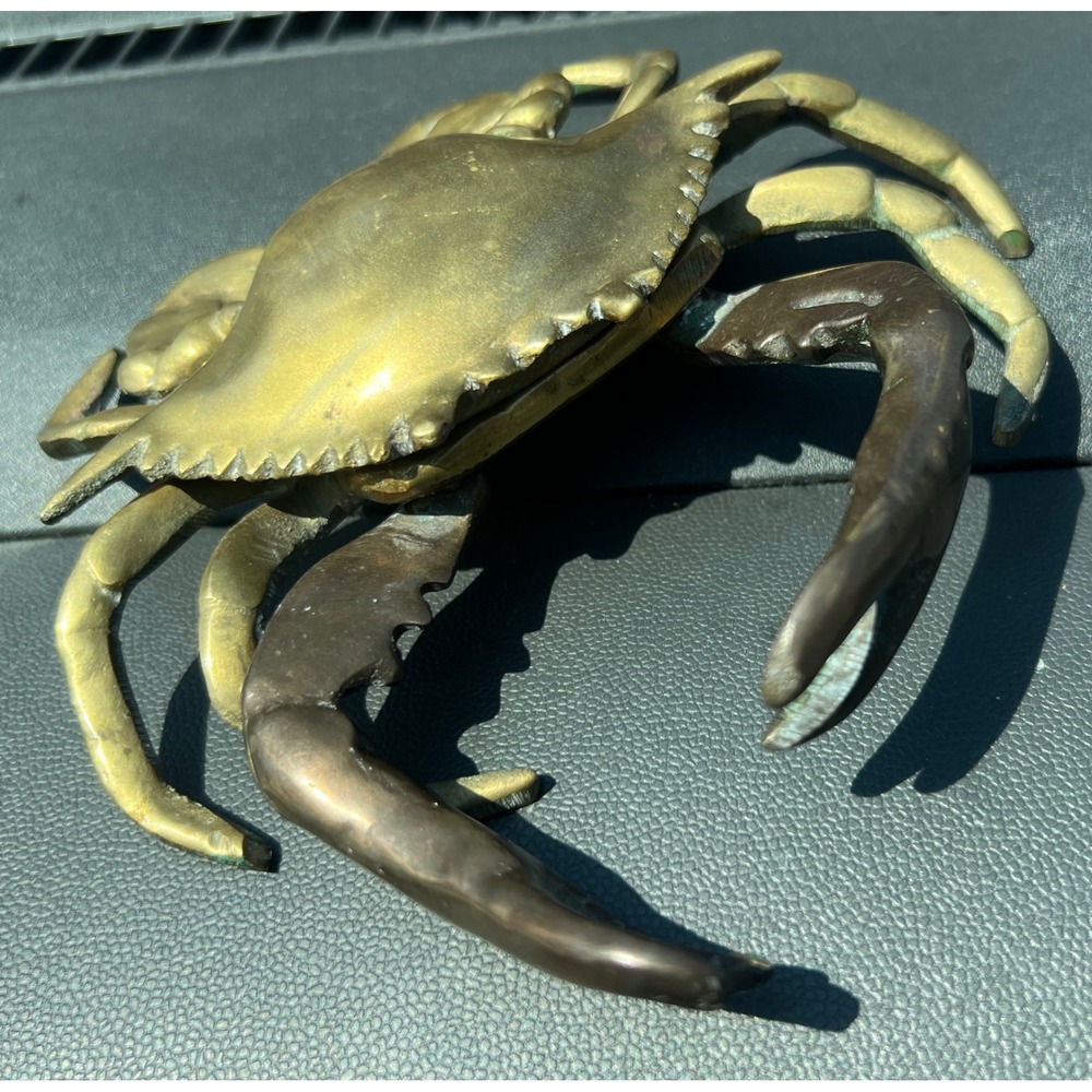 Penco Brass Crab Ashtray Trinket Box Gold Nautical Marine Vintage Decor